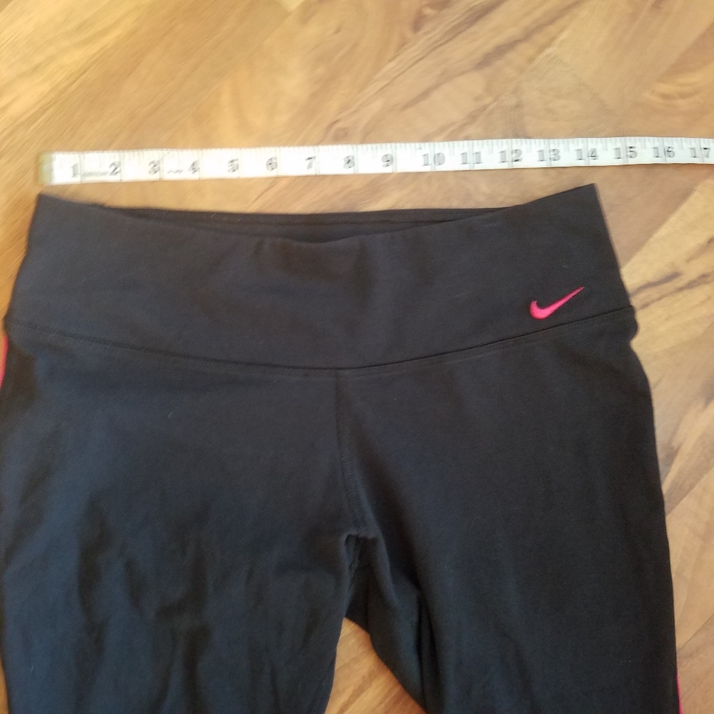 Nike Leggings Womens Medium Capri Dri-Fit Pull On Running Black Tub1 - Picture 9 of 9